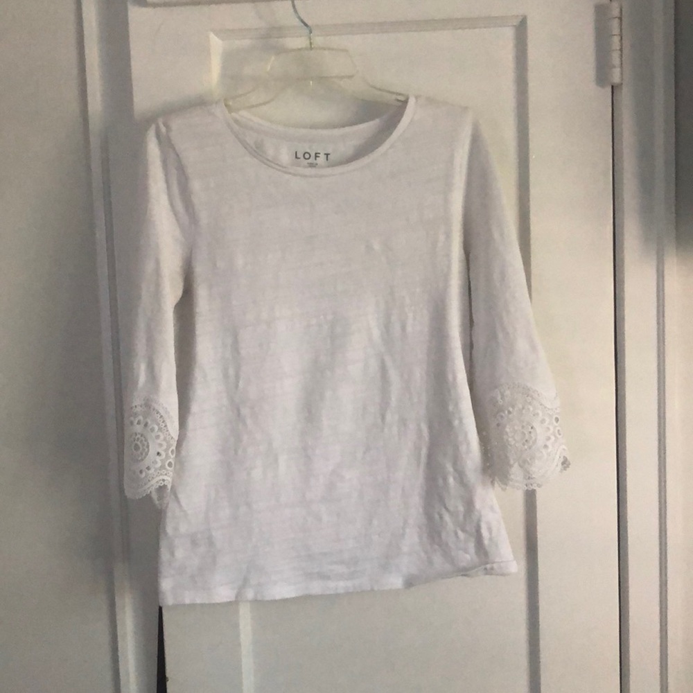 Medium, white, 3/4 sleeve blouse from Loft